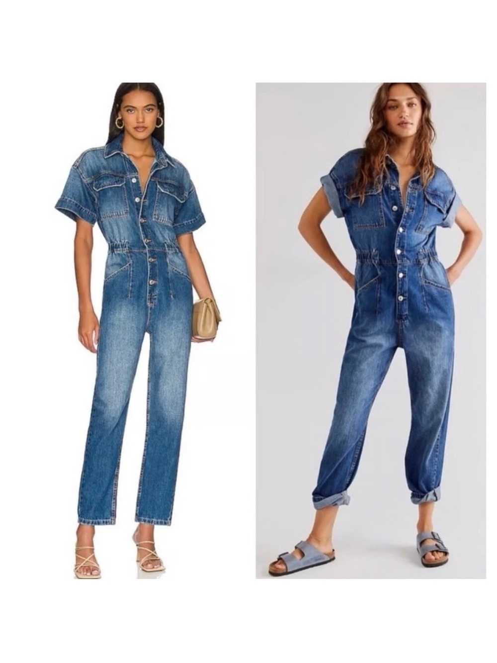 We The Free Free People Marci Denim Coverall Jumpsuit Light Wash Blue Small NWOT - Picture 2 of 11
